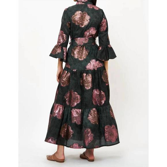 NEW OLIPHANT ruffle collar bell maxi- rosa black in rosa black - Picture 2 of 3